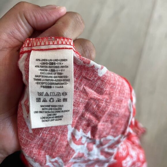 Free People A Thing Called Love Floral Linen Blend Mini Dress Size 2 Red Orange - Picture 8 of 9